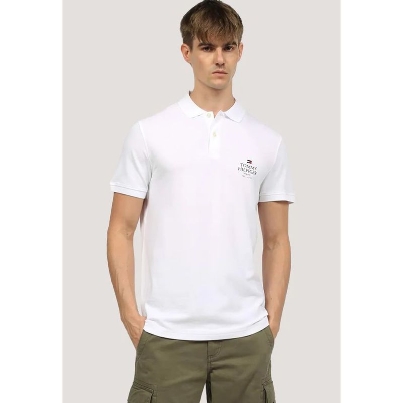 TOMMY HILFIGER - Polo Ic Stack Con Logo Regular Fit Blanco Tommy Hilfiger