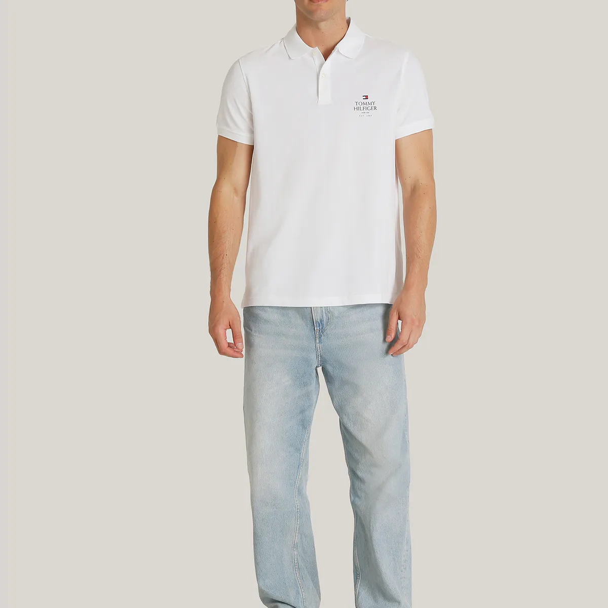 TOMMY HILFIGER - Polo Ic Stack Con Logo Regular Fit Blanco Tommy Hilfiger