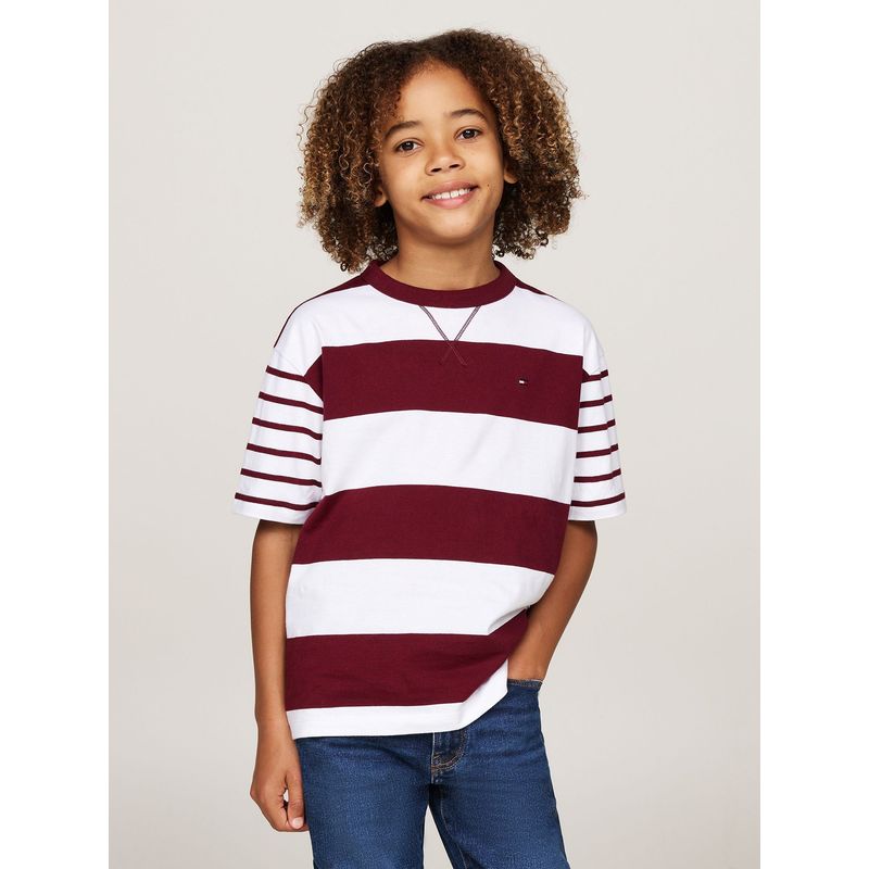 TOMMY HILFIGER - Polera De Niños A Rayas Con Logo Multicolor Tommy Hilfiger