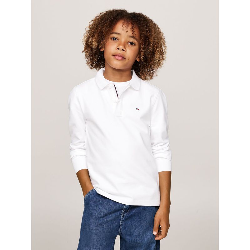 TOMMY HILFIGER - Polo Solid Con Logo Flag Blanco Tommy Hilfiger