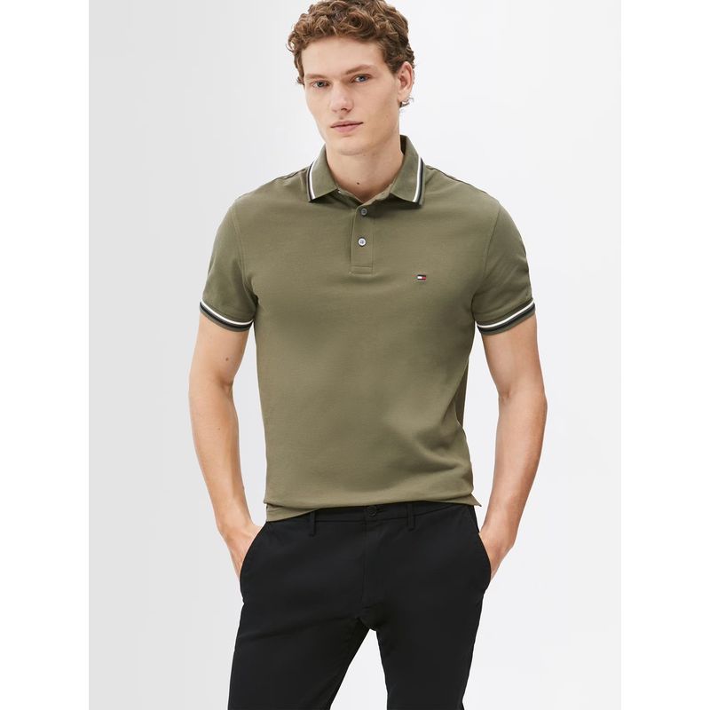 TOMMY HILFIGER - Polo Con Ribetes Tipped Slim Fit Verde Tommy Hilfiger