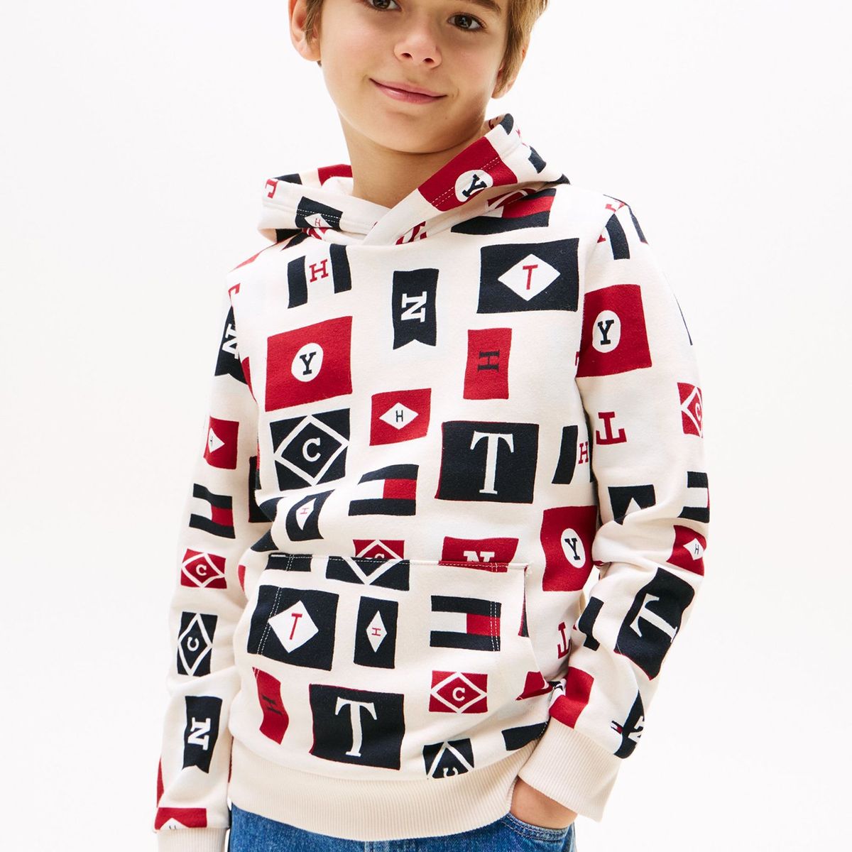 TOMMY HILFIGER - Polerón Hoodie Diseño Con Banderas Multicolor Tommy Hilfiger