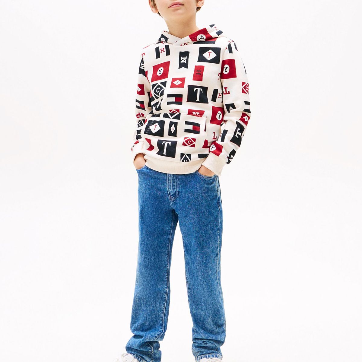 TOMMY HILFIGER - Polerón Hoodie Diseño Con Banderas Multicolor Tommy Hilfiger