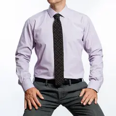 VANDINE - Camisa Etiqueta Roja Lila Fil a Fil I25-10 - Lila
