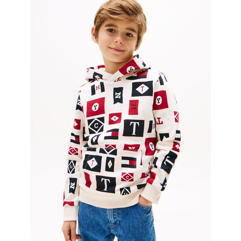TOMMY HILFIGER - Polerón Hoodie Diseño Con Banderas Multicolor Tommy Hilfiger