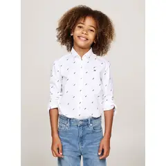 TOMMY HILFIGER - Camisa Con Estampado Y Logo Blanco
