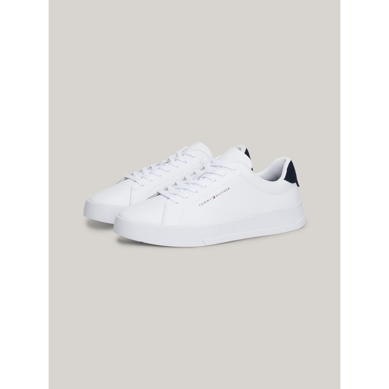 TOMMY HILFIGER - Zapatillas Court De Cuero Con Logo Blanco Tommy Hilfiger