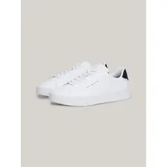 TOMMY HILFIGER - Zapatillas Court De Cuero Con Logo Blanco