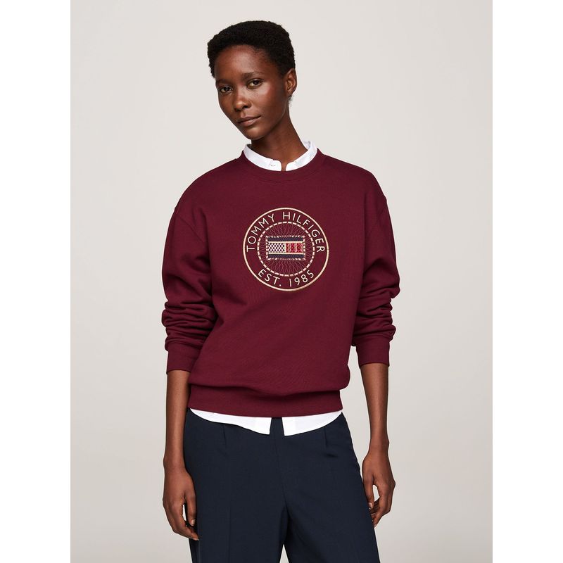 TOMMY HILFIGER - Polerón Nautico Logo Bordado Burdeo Tommy Hilfiger.