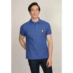 TOMMY HILFIGER - Polo De Corte Regular Con Logo Vertical Azul