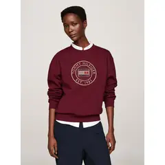 TOMMY HILFIGER - Polerón Nautico Logo Bordado Burdeo