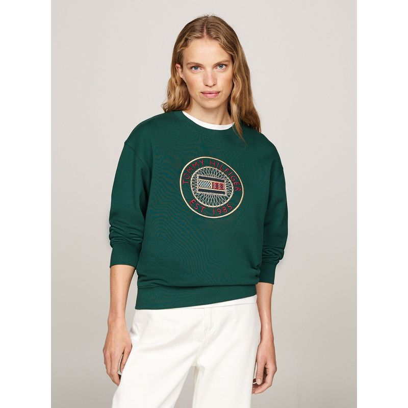 TOMMY HILFIGER - Polerón Nautico Logo Bordado Verde Tommy Hilfiger.
