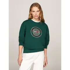 TOMMY HILFIGER - Polerón Nautico Logo Bordado Verde Tommy Hilfiger.