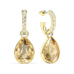 BLOOM CRYSTAL - Aros colgantes con Cristal transparente en forma de lágrima bañados en oro