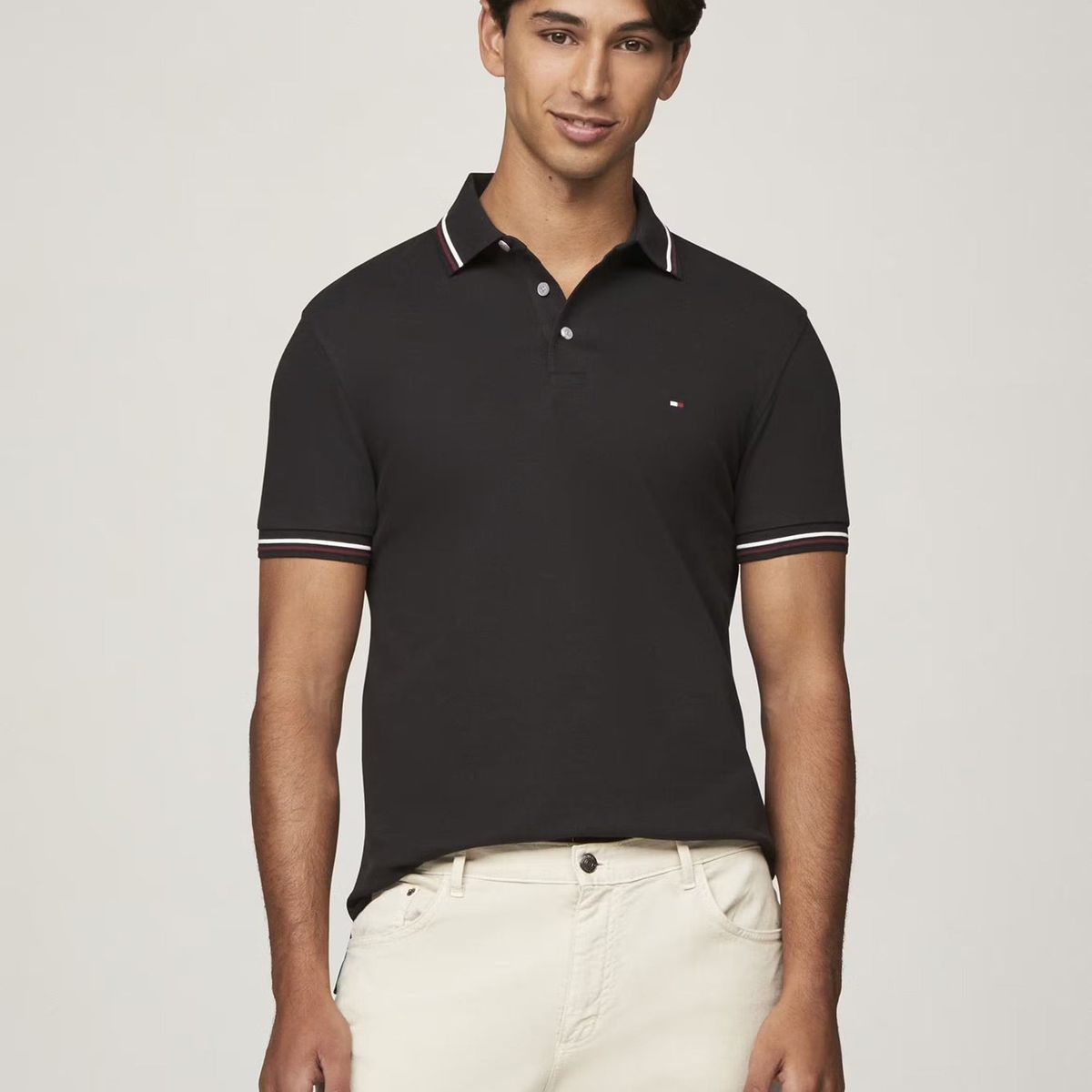 TOMMY HILFIGER - Polo Con Ribetes Tipped Slim Fit Negro Tommy Hilfiger