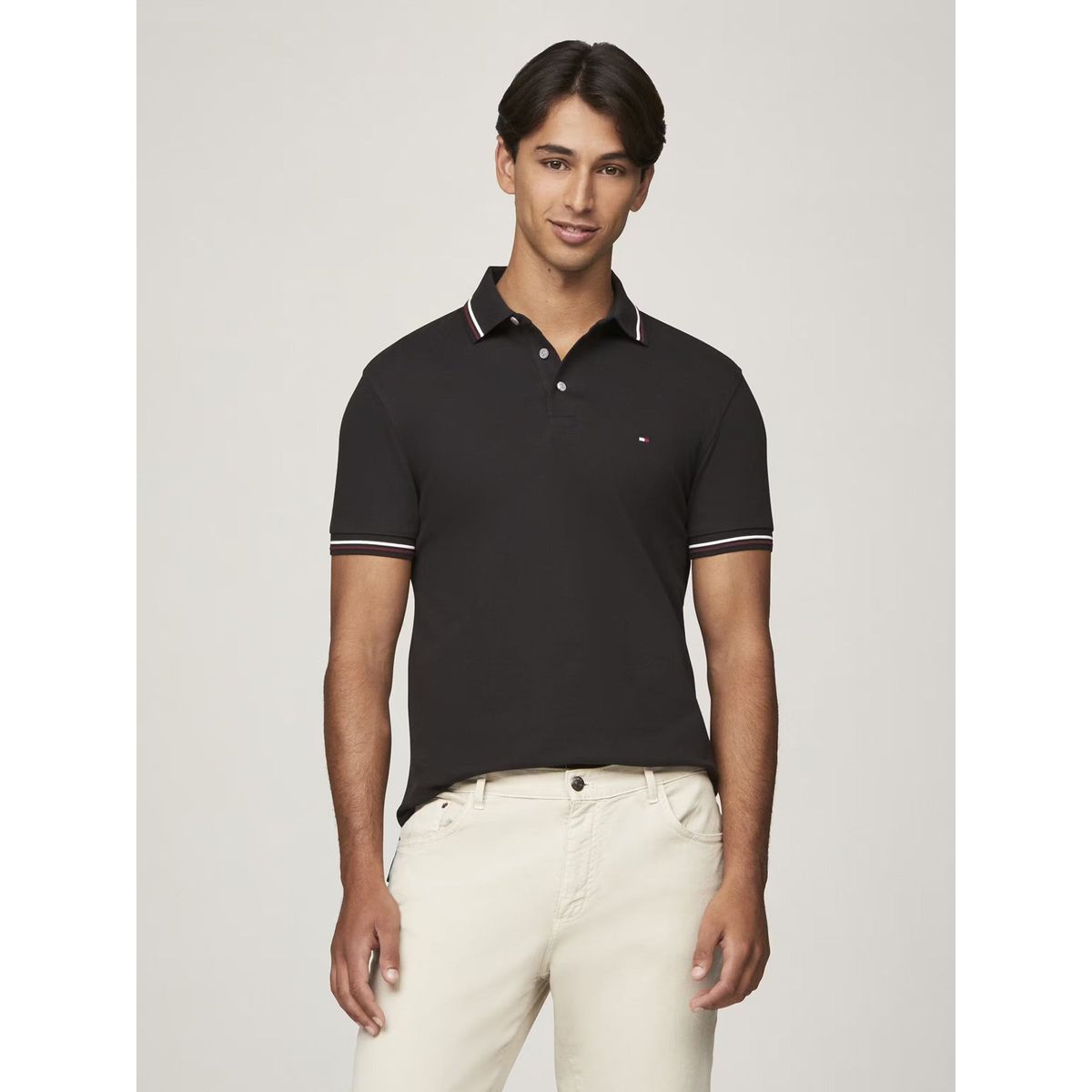 TOMMY HILFIGER - Polo Con Ribetes Tipped Slim Fit Negro Tommy Hilfiger