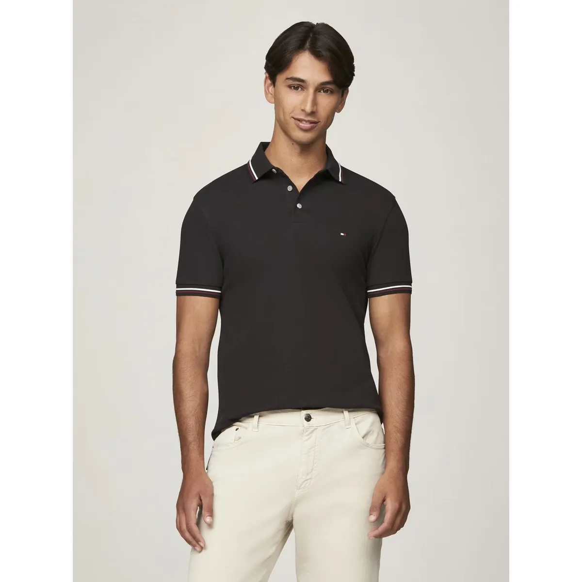 TOMMY HILFIGER - Polo Con Ribetes Tipped Slim Fit Negro Tommy Hilfiger