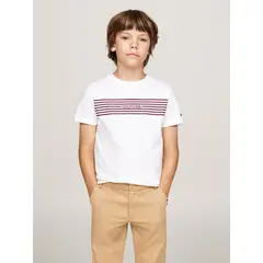 TOMMY HILFIGER - Polera Con Diseño De Rayas Monotype Print Blanco
