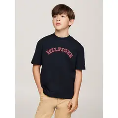 TOMMY HILFIGER - Polera Con Logo Monotipo Azul