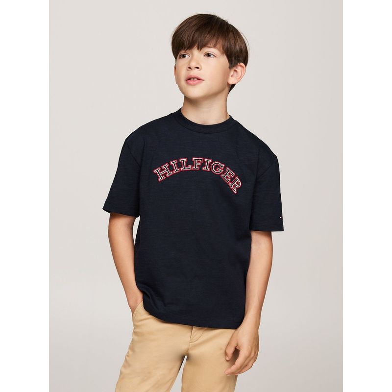 TOMMY HILFIGER - Polera Con Logo Monotipo Azul Tommy Hilfiger