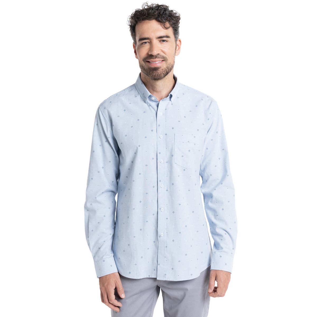 TRUVAL - CAMISA OXFORD ESTAMPADA TRUVAL