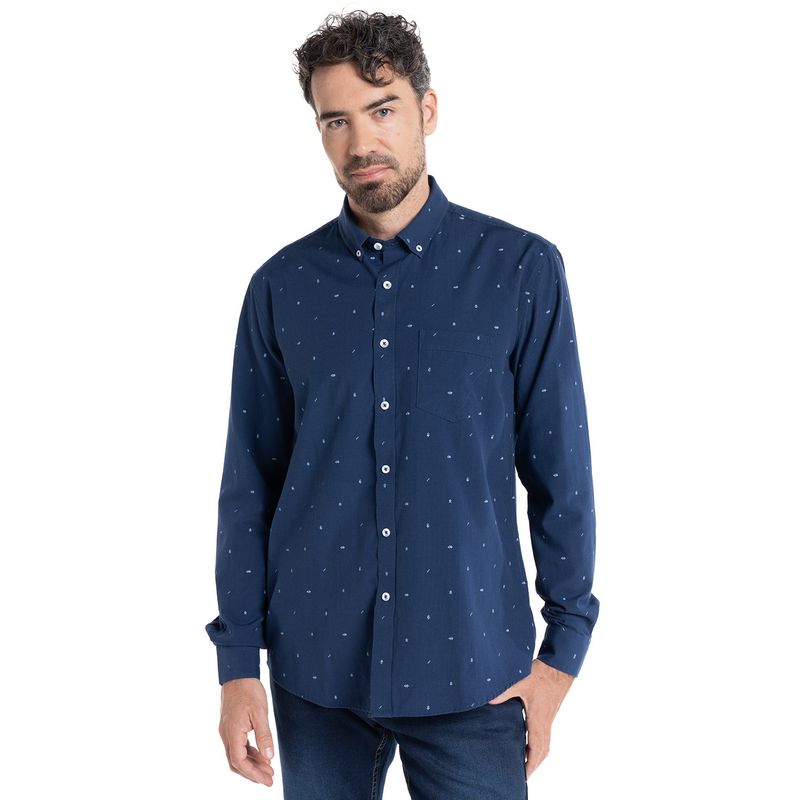 TRUVAL - CAMISA OXFORD ESTAMPADA TRUVAL