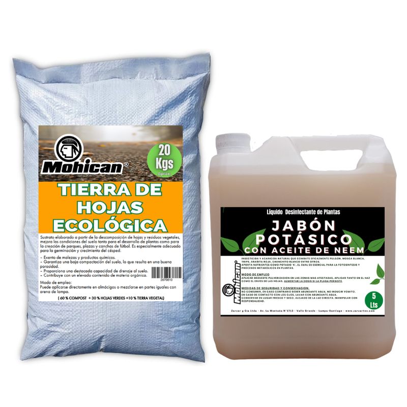 MOHICAN - PROMO COMPOST 20 KILOS + JABÓN POTÁSICO ACEITE NEEM 5LTS