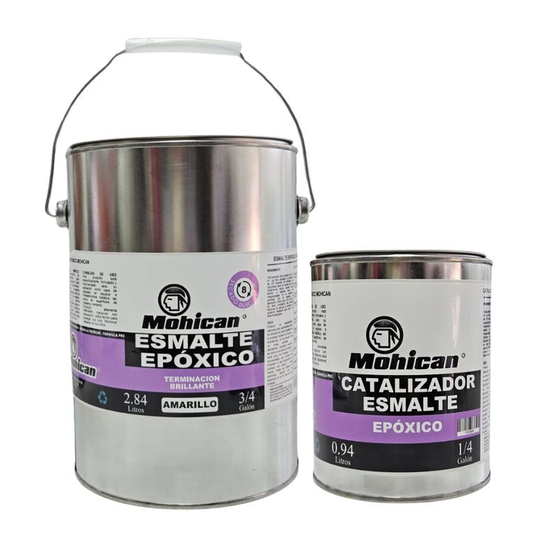 MOHICAN - ESMALTE EPÓXICO AMARILLO 3/4 GAL + CATALIZADOR  1/4 GAL