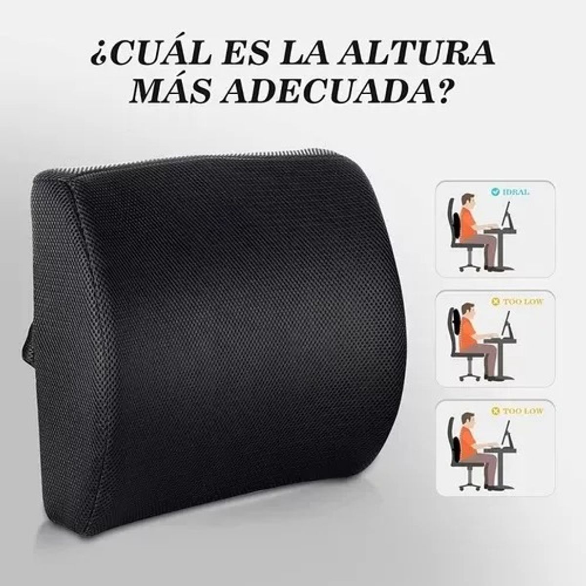 GENERICO - Para Silla De Ruedas Auto Oficina Cojín Soporte Espalda