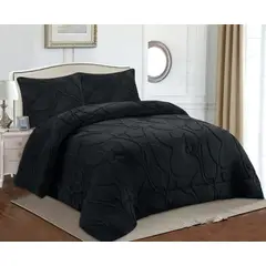 GENERICO - COBERTOR TEXTURIZADO DE FLORES CON CHIPORRO COLOR NEGRO KING TF