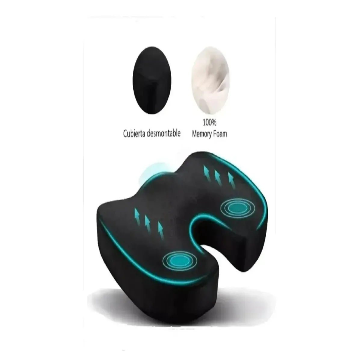 GENERICO - Cojín Asiento Coxis Ortopédico Ergonómico Con Memoria Silla