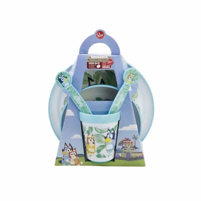 BLUEY - Set de Bluey Vajilla Plato + Bowl + Vaso + Cubiertos