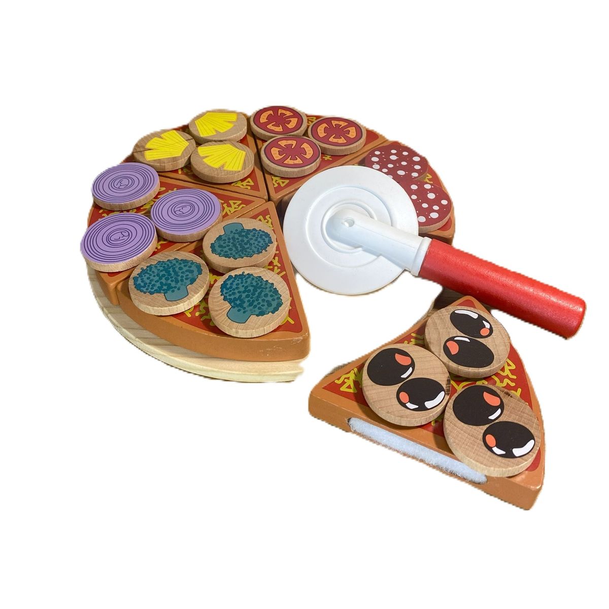 GENERICO - Juego de Pizza en madera para cortar - Juguete didáctico