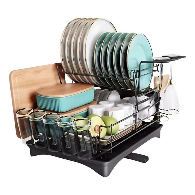 GENERICO - Escurridor de Platos Desmontable de Acero Inoxidable 2 Niveles