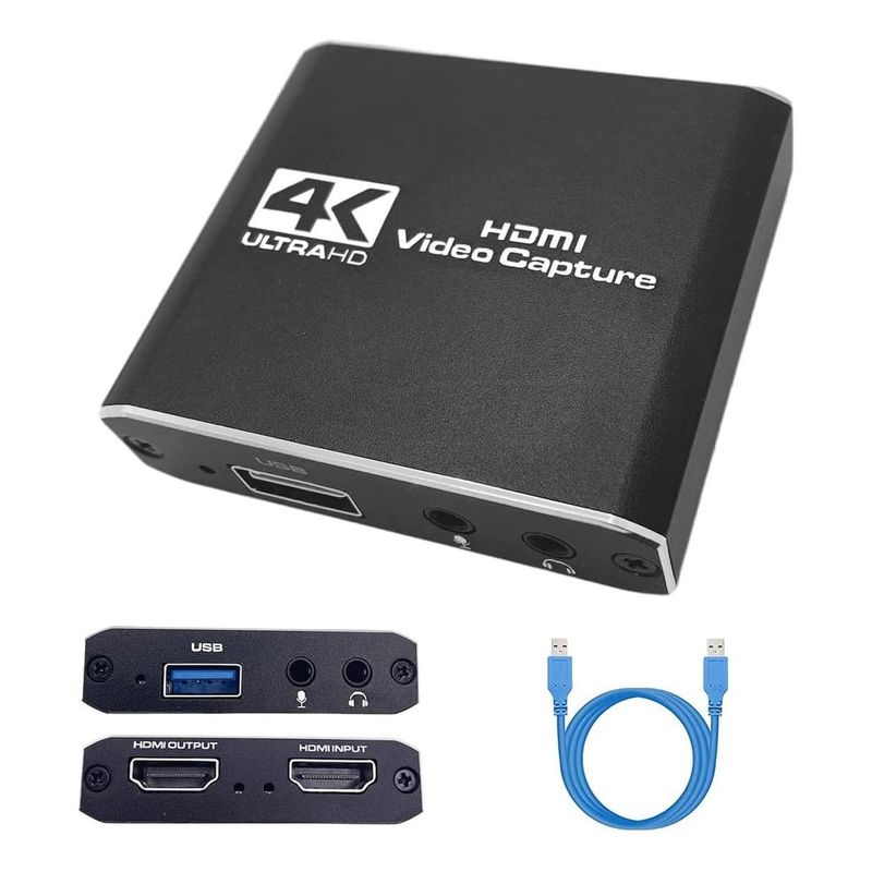 GENERICO - Capturadora HDMI 4K y 1080p con Audio Microfono USB 3.0