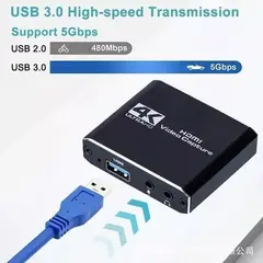 GENERICO - Capturadora HDMI 4K USB 3.0 con Bucle y Audio 1080p