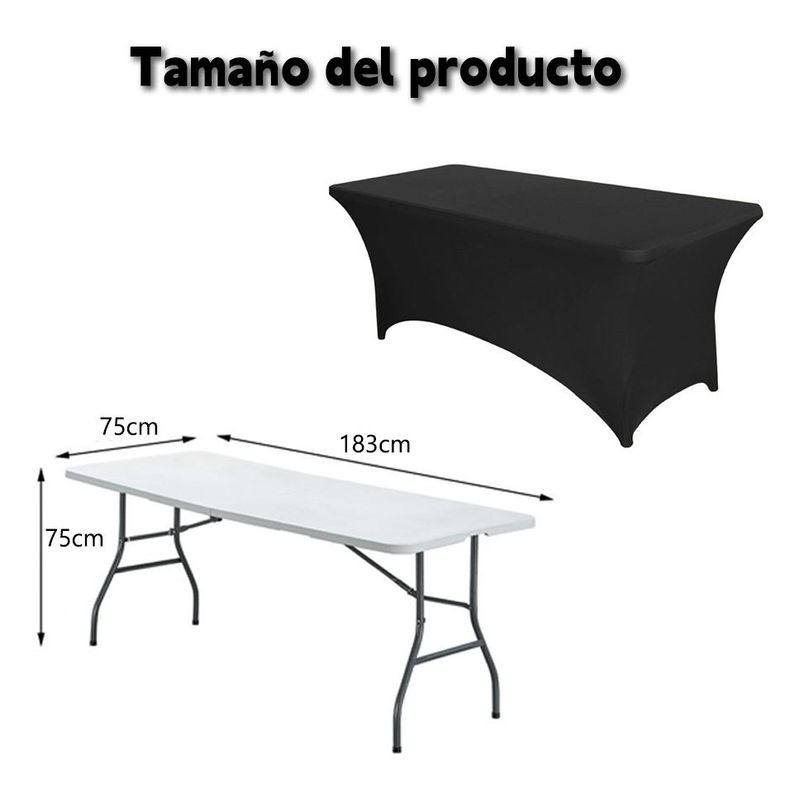 GENERICO - Mantel Rectangular Elástico 183x75 cm para Eventos Elegantes