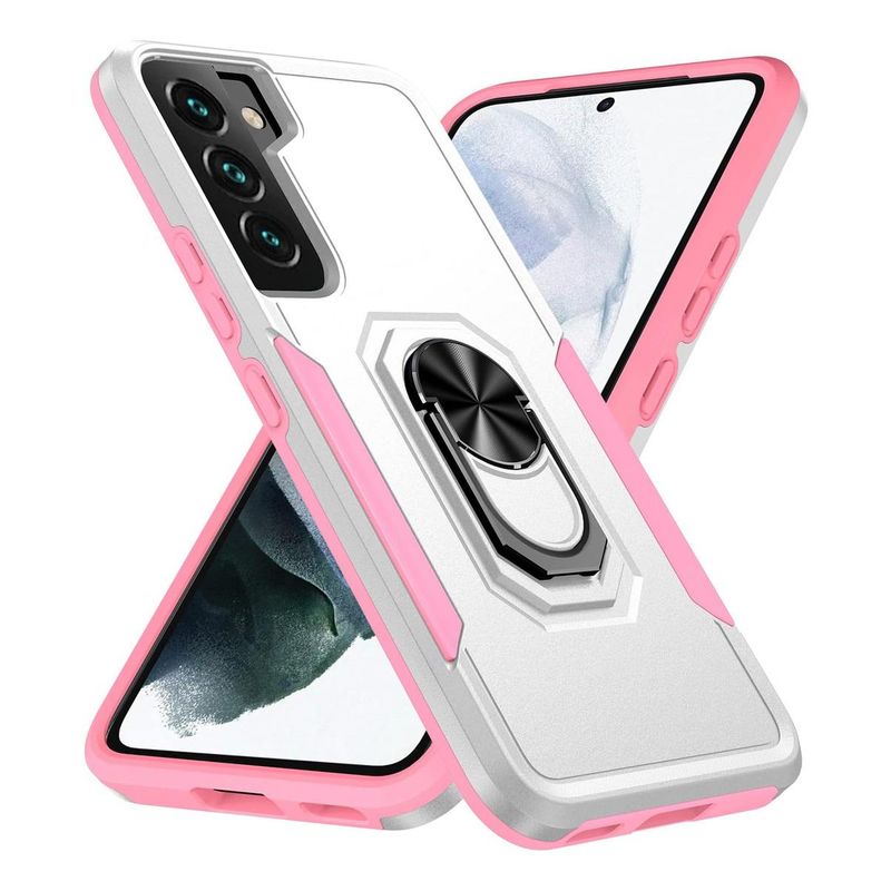 GENERICO - Funda protectora blanca y rosa con soporte para S22 Plus
