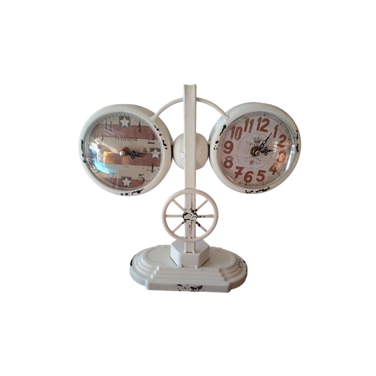 GENERICO - RELOJ VINTAGE SOBRE MESA BLANCO