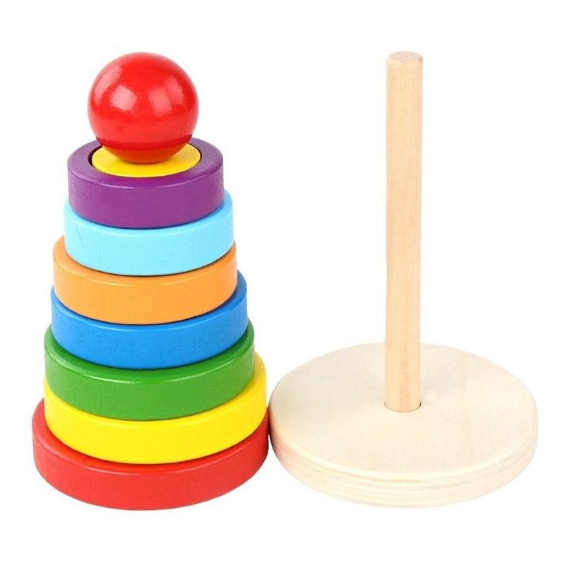 GENERICO - Torre de Encaje Arcoíris en Madera para Aprender y Jugar