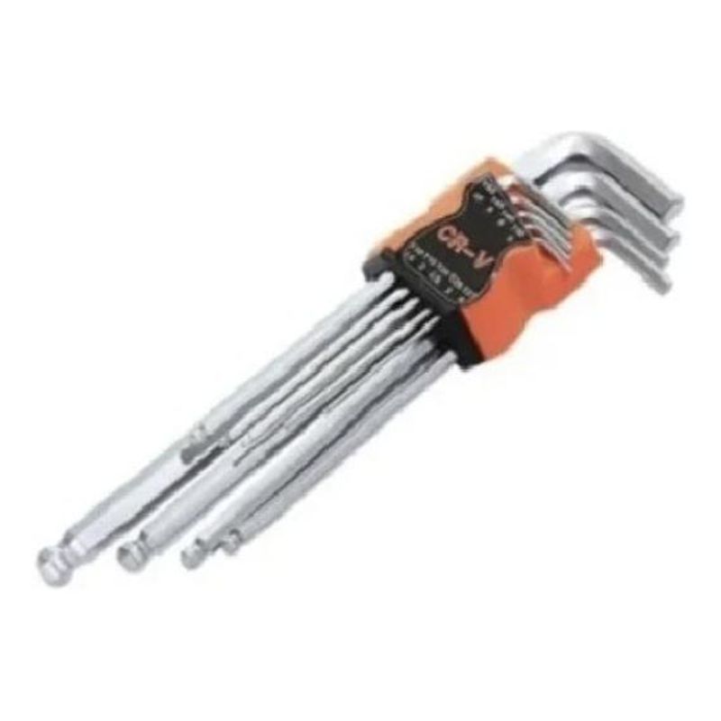 GENERICO - Juego de Llaves Allen 9 Pzas. 1.5 a 10 mm Acero Resistente