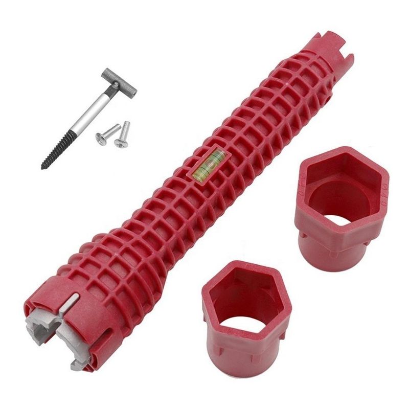 GENERICO - Llave 8 en 1 para Griferías y Flexibles de Agua Rojo