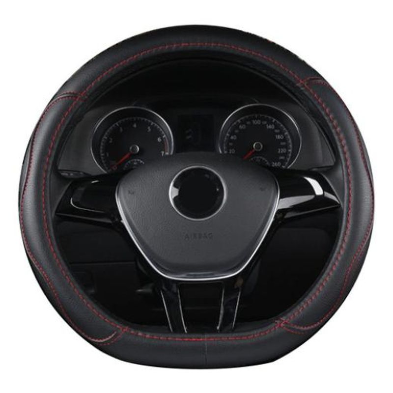 GENERICO - Funda Antideslizante para Volante en Eco Cuero Rojo