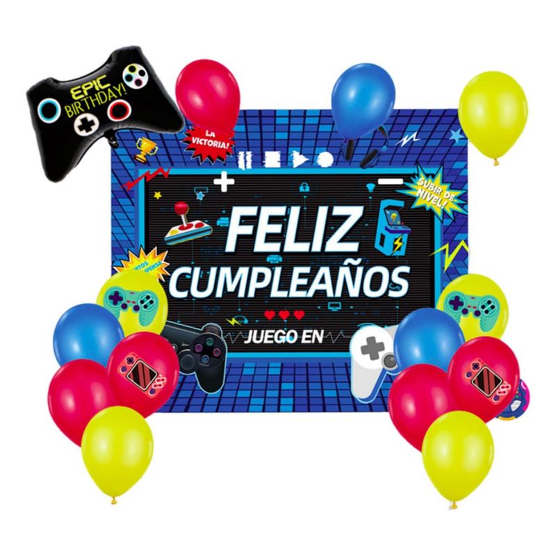 GENERICO - Decoración de Fiesta Gamer con Globos y Teléfono Retro