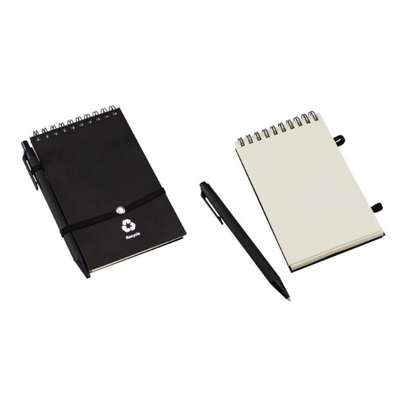 GENERICO - Libretas Ecológicas Negras Pack de 5 Con Lápiz y Cierre