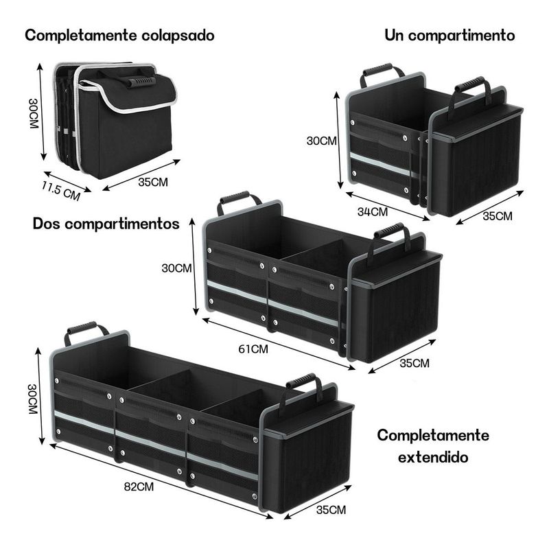 GENERICO - Organizador Plegable de Coche con Compartimentos y Nevera