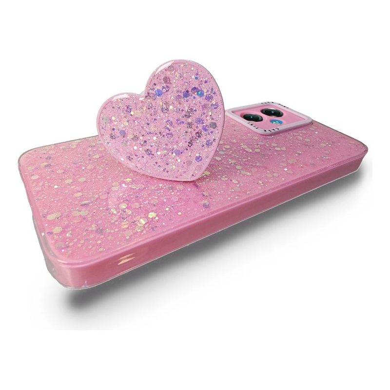 GENERICO - Funda Glitter para Motorola G54 con Pop Socket Brillante