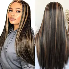 LUXURYJOYAS - Peluca De Encaje Pelo Natural 100% Real Castaña LACE FRONT