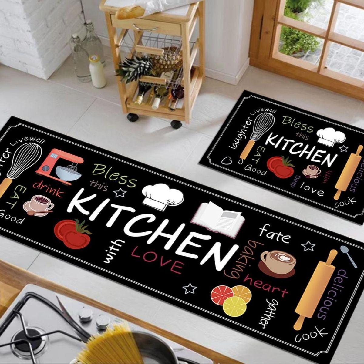 GENERICO - Pack 2 Alfombra De Cocina Antideslizante Piso Entrada De Hogar