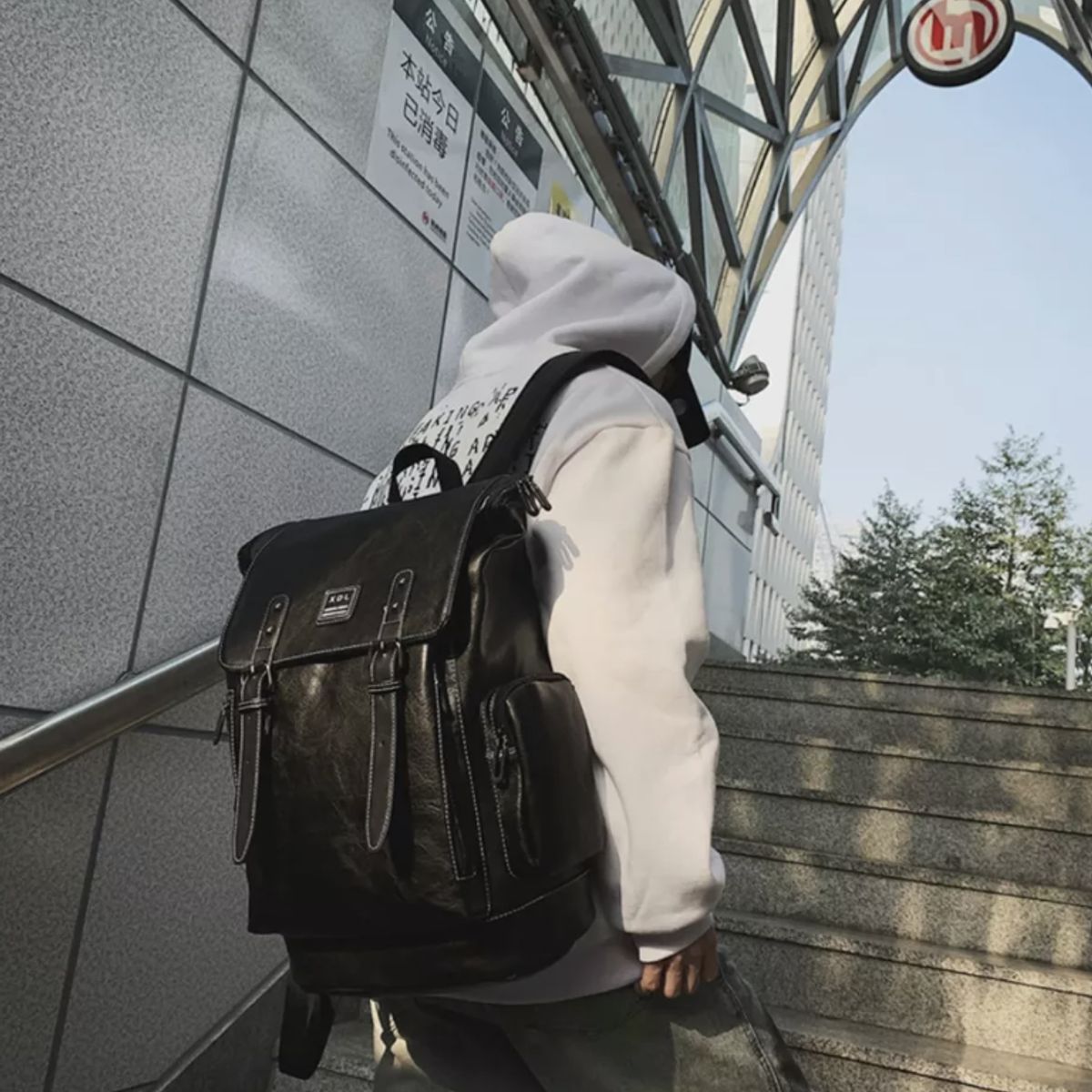 MOMO - Mochila Clásica Urbana 24l Eco Cuero Hombre Fashion Design